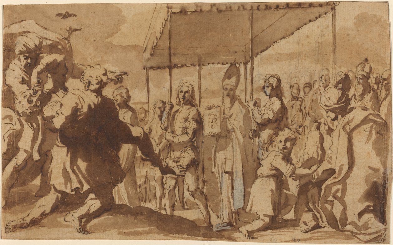 Helande av den besatta pojken i en procession av Volto Santo av Elisabetta Sirani