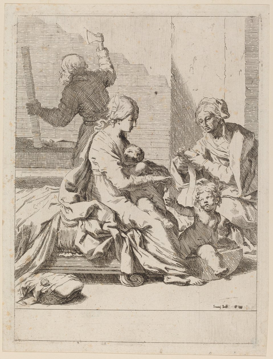 Den heliga familjen med Saint Elizabeth och Saint John the Baptist av Elisabetta Sirani