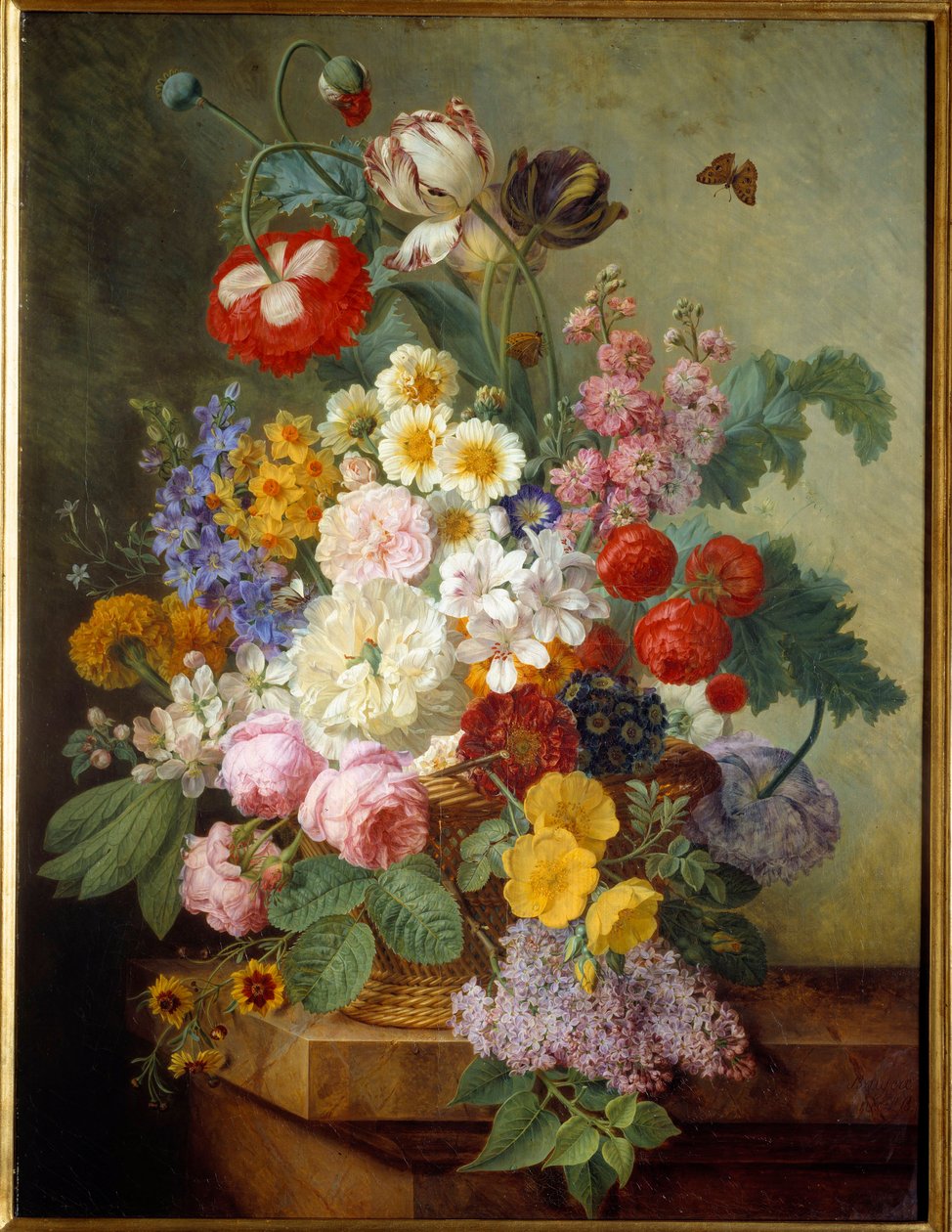 Blommor i en rocaillemålning av Elise Bruyere (1776-1842) 1836 sön. 0,84x0,64 m Rouen, musee des Beaux Arts - Blommor i en sten. Målning av Elise Bruyere (1776-1842) av Elise Bruyere