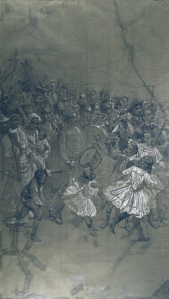 Music band - Cartoon for the transfer of the grand drape of the Municipal Theater of Rio de Janeiro av Eliseu Visconti