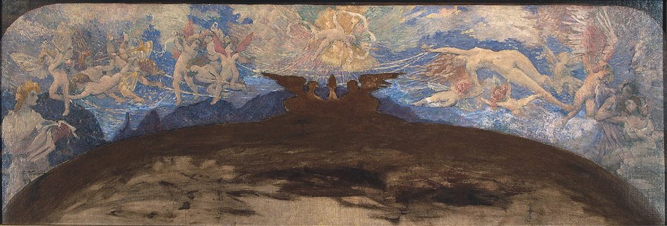 Poetry and Love separate Virtue from Vice - Study for the first frieze of the proscenium of the Munical Theater of Rio de Janeiro av Eliseu Visconti