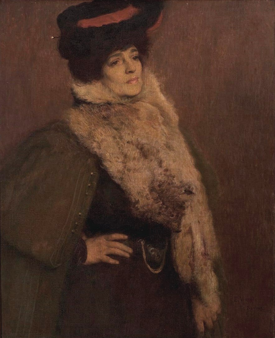 Portrait of the sculptor Nicolina Vaz de Assis av Eliseu Visconti