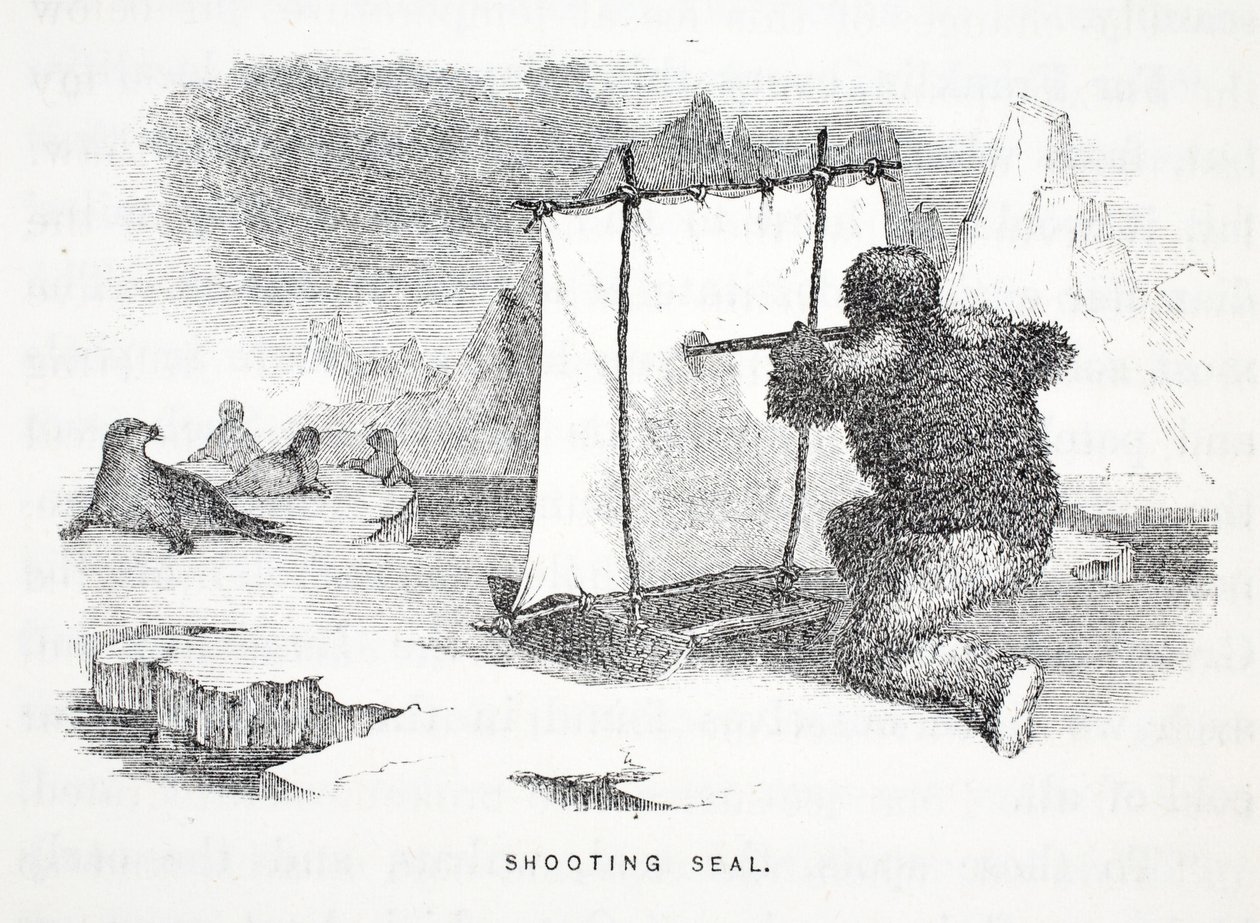 Shooting Seal, illustration från "The second Grinnell Expedition in Search of Sir John Franklin...", 1856 av Elisha Kane