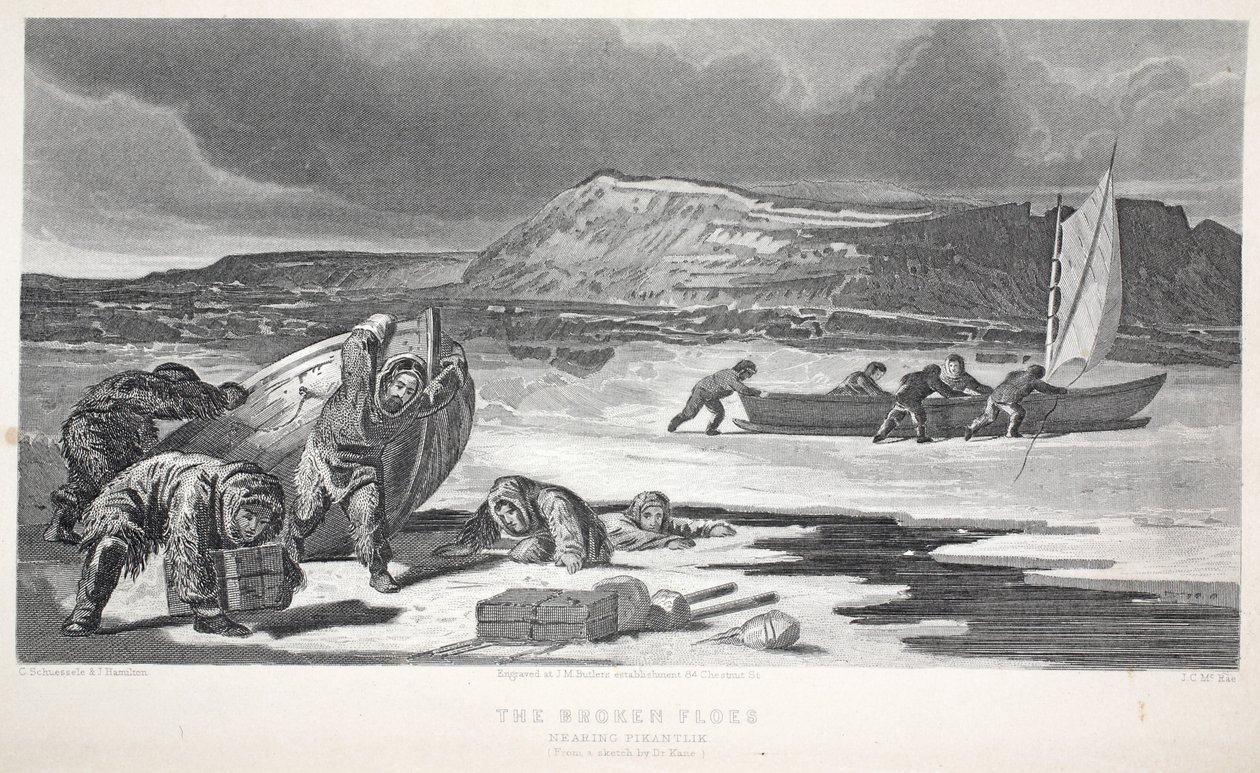 The Broken Floes, illustration från "The second Grinnell Expedition in Search of Sir John Franklin...", 1856 av Elisha Kane