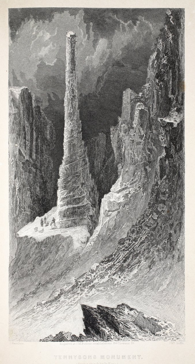 Tennysons monument, illustration från "The second Grinnell Expedition in Search of Sir John Franklin...", 1856 av Elisha Kane