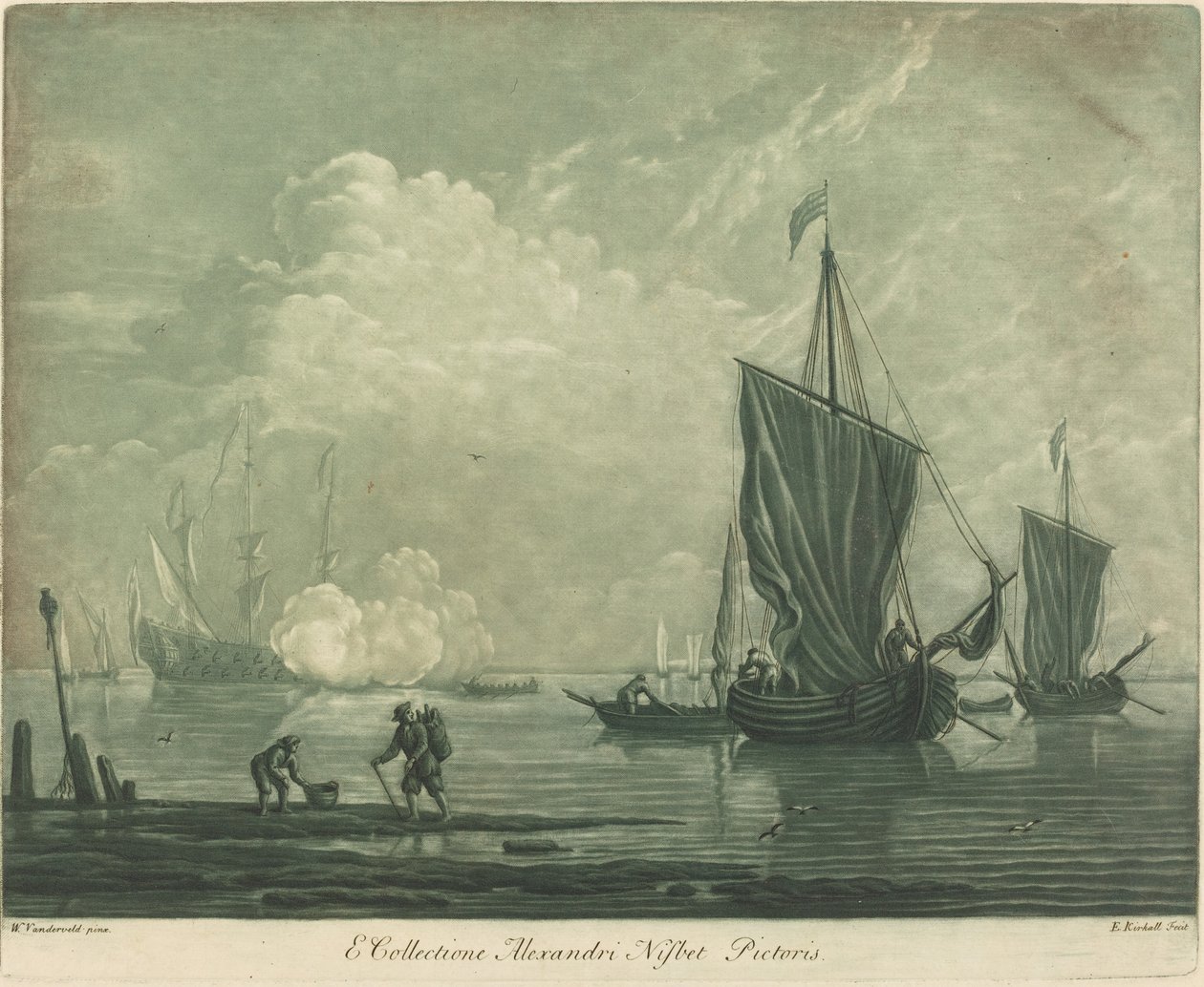 Fraktscen från samlingen av Alexander Nisbit av Elisha Kirkall after Willem van de Velde the Elder