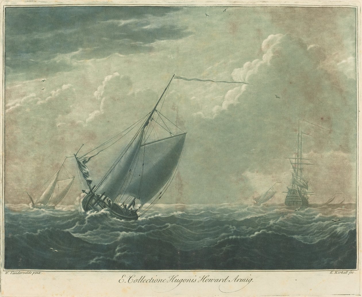 Fraktscen från samlingen av Hugo Howard av Elisha Kirkall after Willem van de Velde the Elder