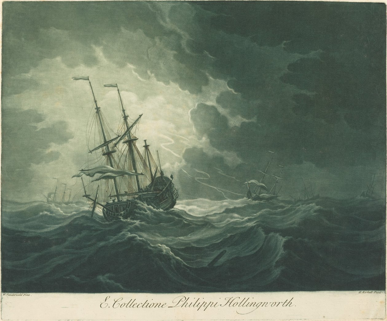 Fraktscen från samlingen av Philip Hollingworth av Elisha Kirkall after Willem van de Velde the Elder