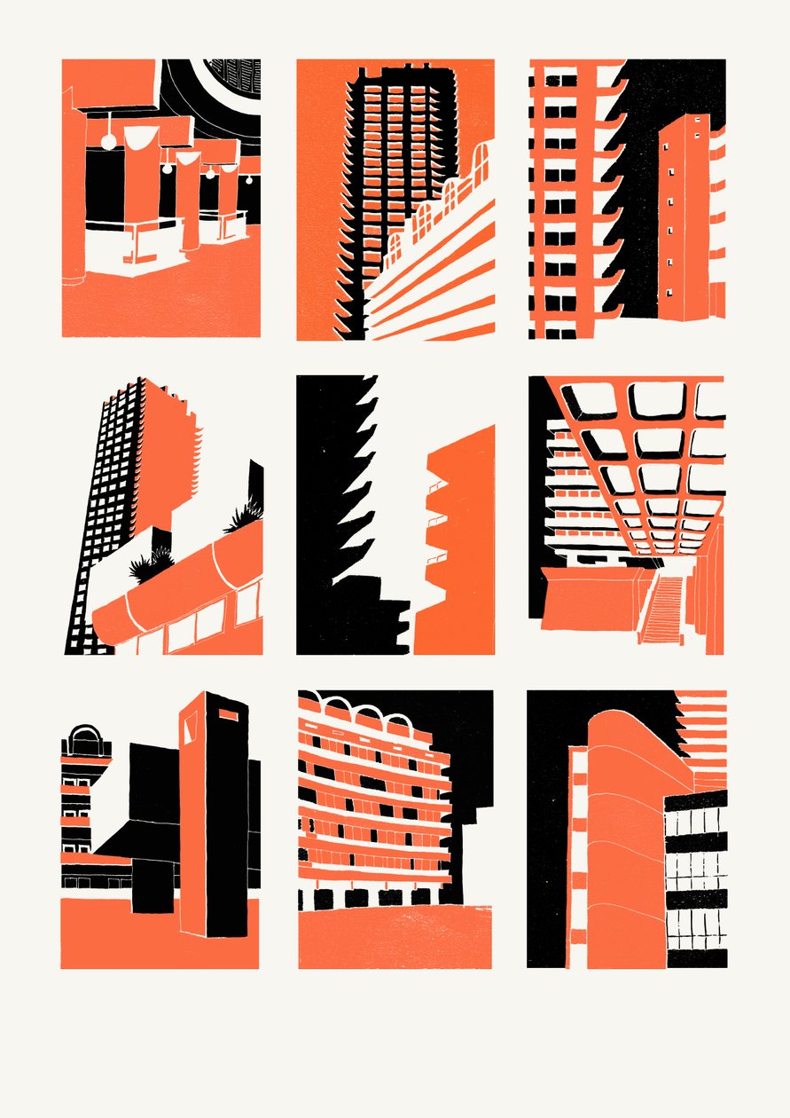 Barbican, 2014 (screentryck) av Eliza Southwood