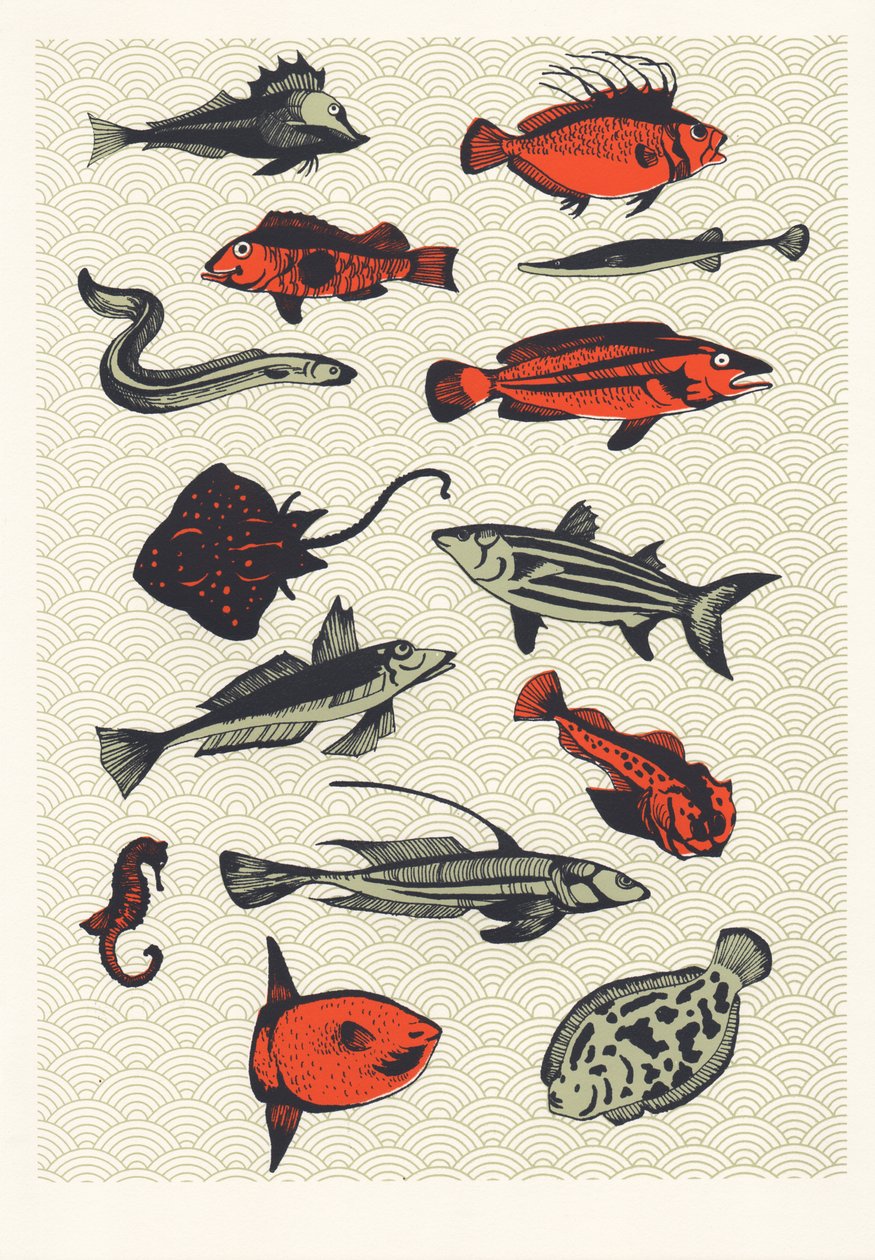 Orange Japanese Fish, 2015 (screenprint) av Eliza Southwood