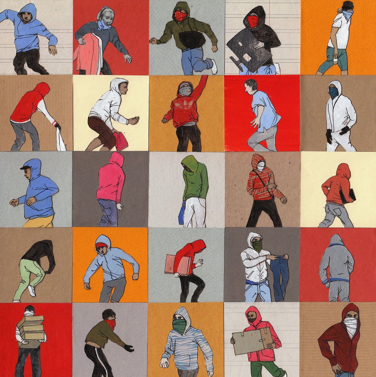 Rioters, 2014 (screenprint) av Eliza Southwood