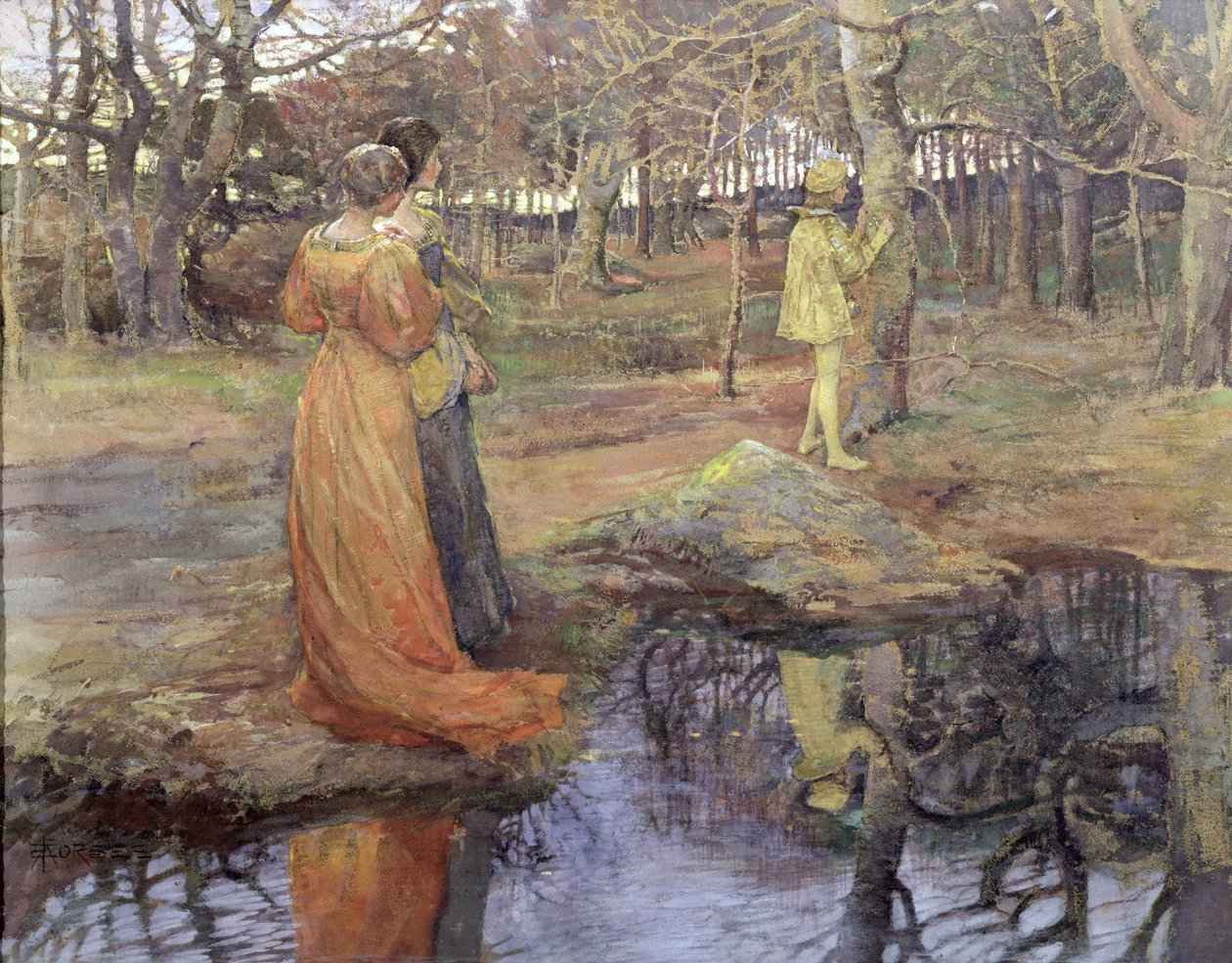 Medeltida skogsscen, 1880-tal (pastell och gouache) av Elizabeth Adela Stanhope Forbes