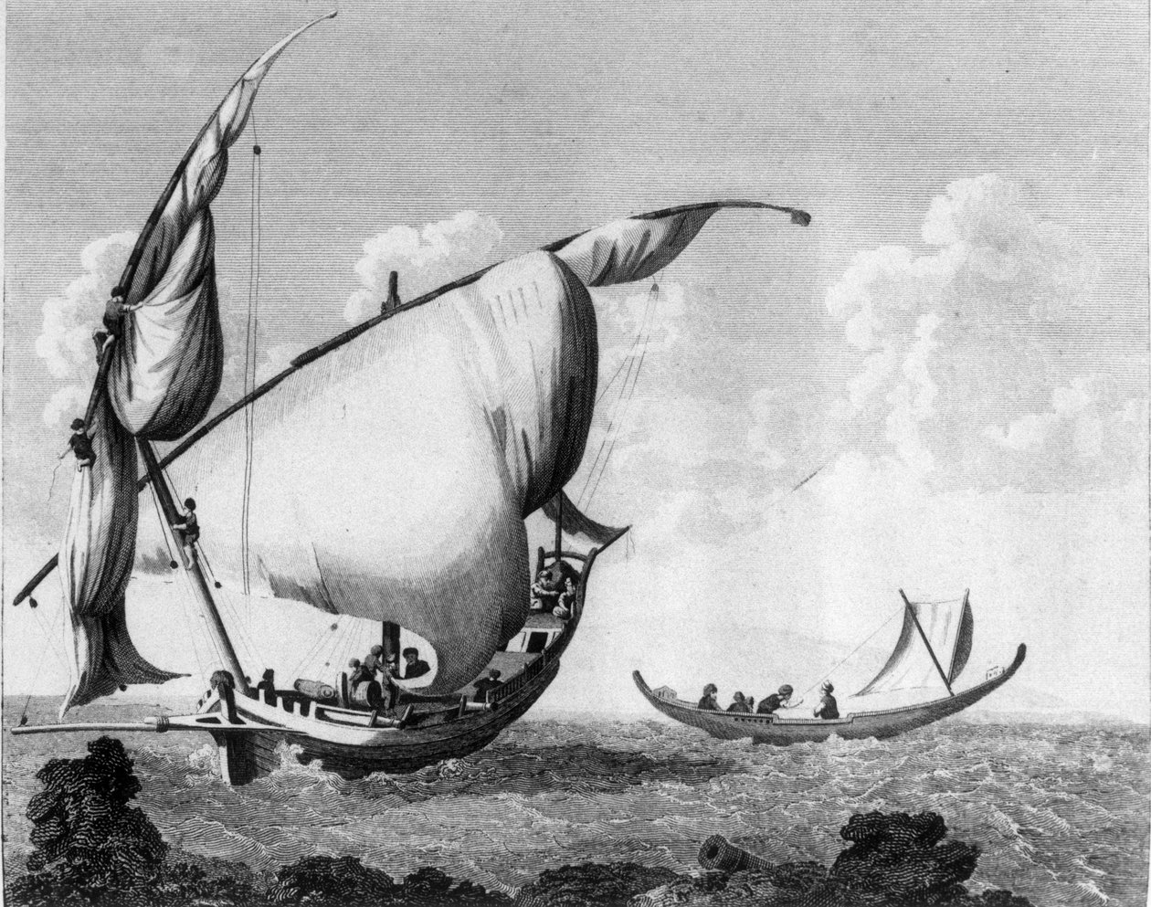 Turkiska fartyg, ur "En resa genom Krim till Konstantinopel i en serie brev... Written in the Year 1786", publicerad 1789. av Elizabeth Berkeley