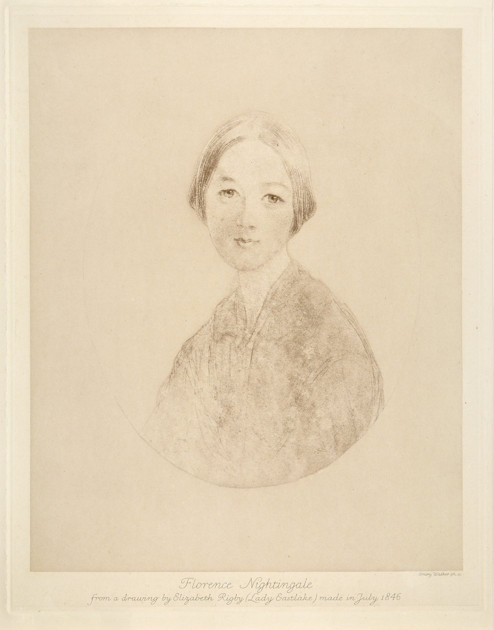 Florence Nightingale, graverad av Emery Walker, 1846 av Elizabeth Rigby