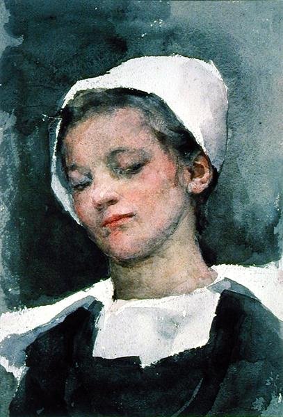 Louise, en bretonsk flicka (akvarell på papper) av Elizabeth Adela Stanhope Forbes