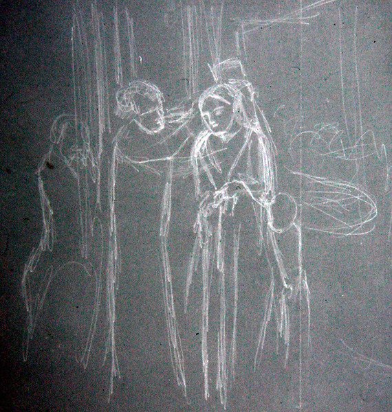 At the Milliners (penna på papper) av Elizabeth Eleanor Siddal