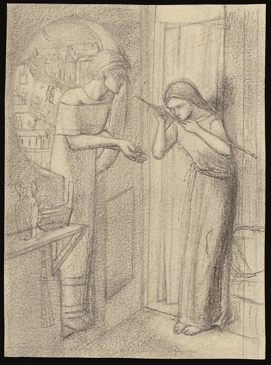 Clerk Saunders (penna på papper) av Elizabeth Eleanor (1834 62) Siddal