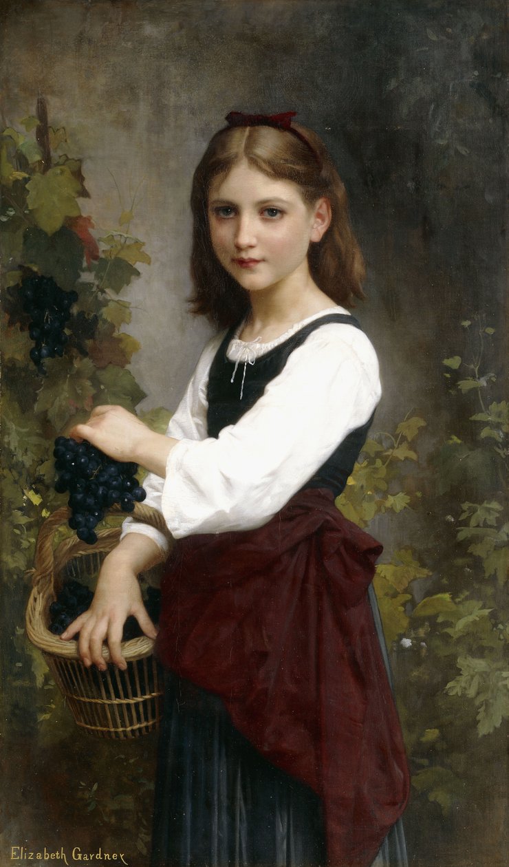 En ung flicka som håller en korg med druvor, av Elizabeth Jane Gardner Bouguereau