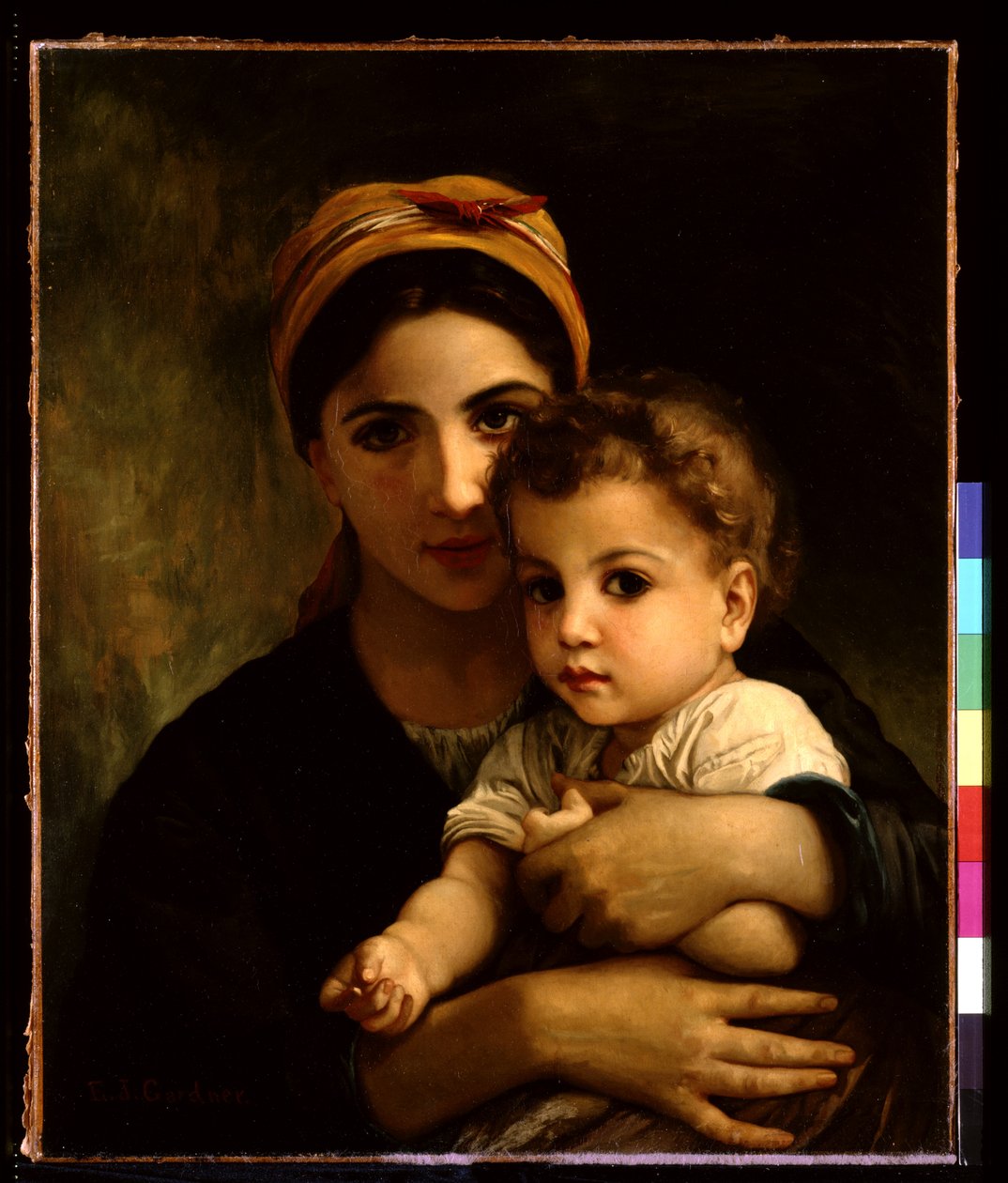 Ung flicka med barn (olja på duk) av Elizabeth Jane Gardner Bouguereau
