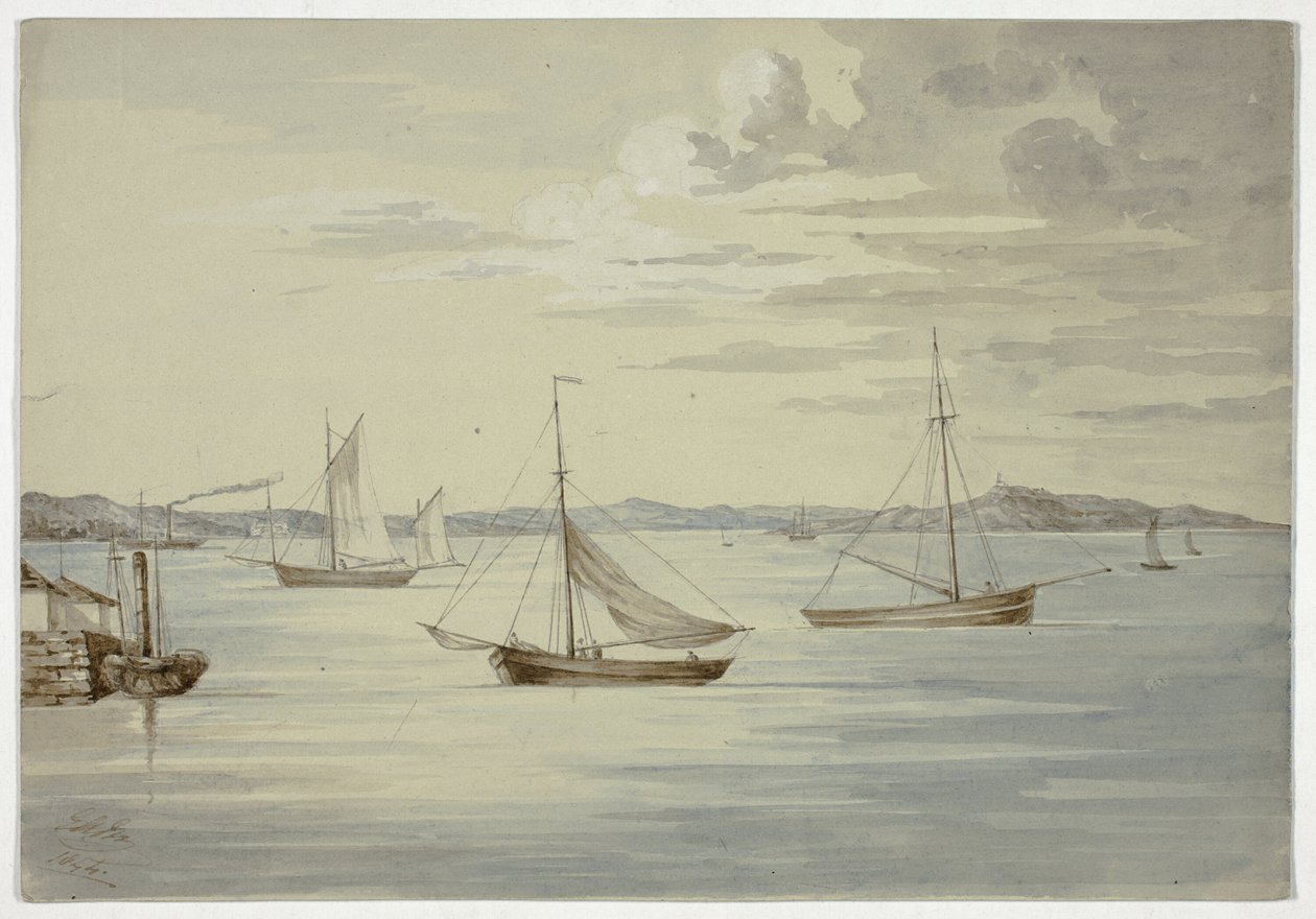 Se Inchkeith och Firth of Forth Islands från Granton av Elizabeth Murray