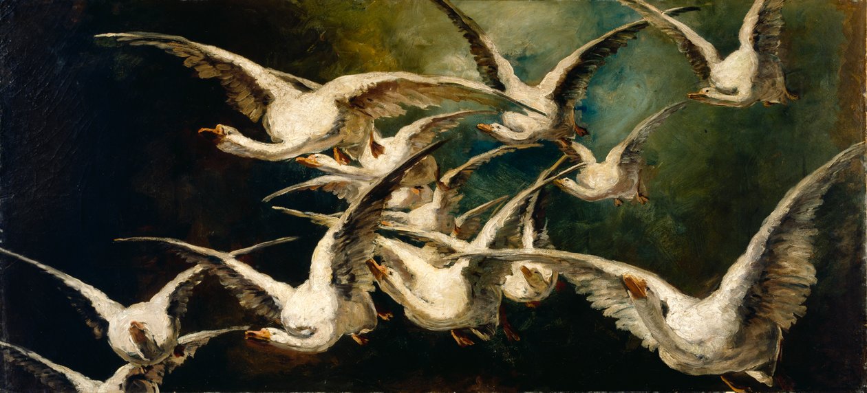 Flock gäss, ca. 1883. av Elizabeth Nourse