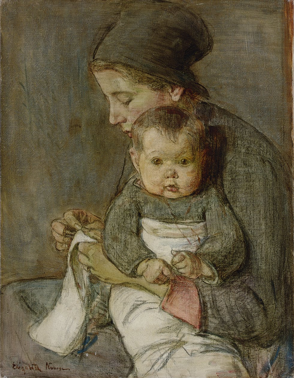 Mother and Baby (olja på duk) av Elizabeth Nourse