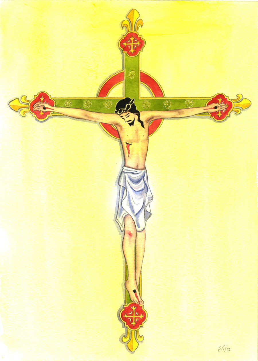 A Crucifix, 2001 (w/c på papper) av Elizabeth Wang