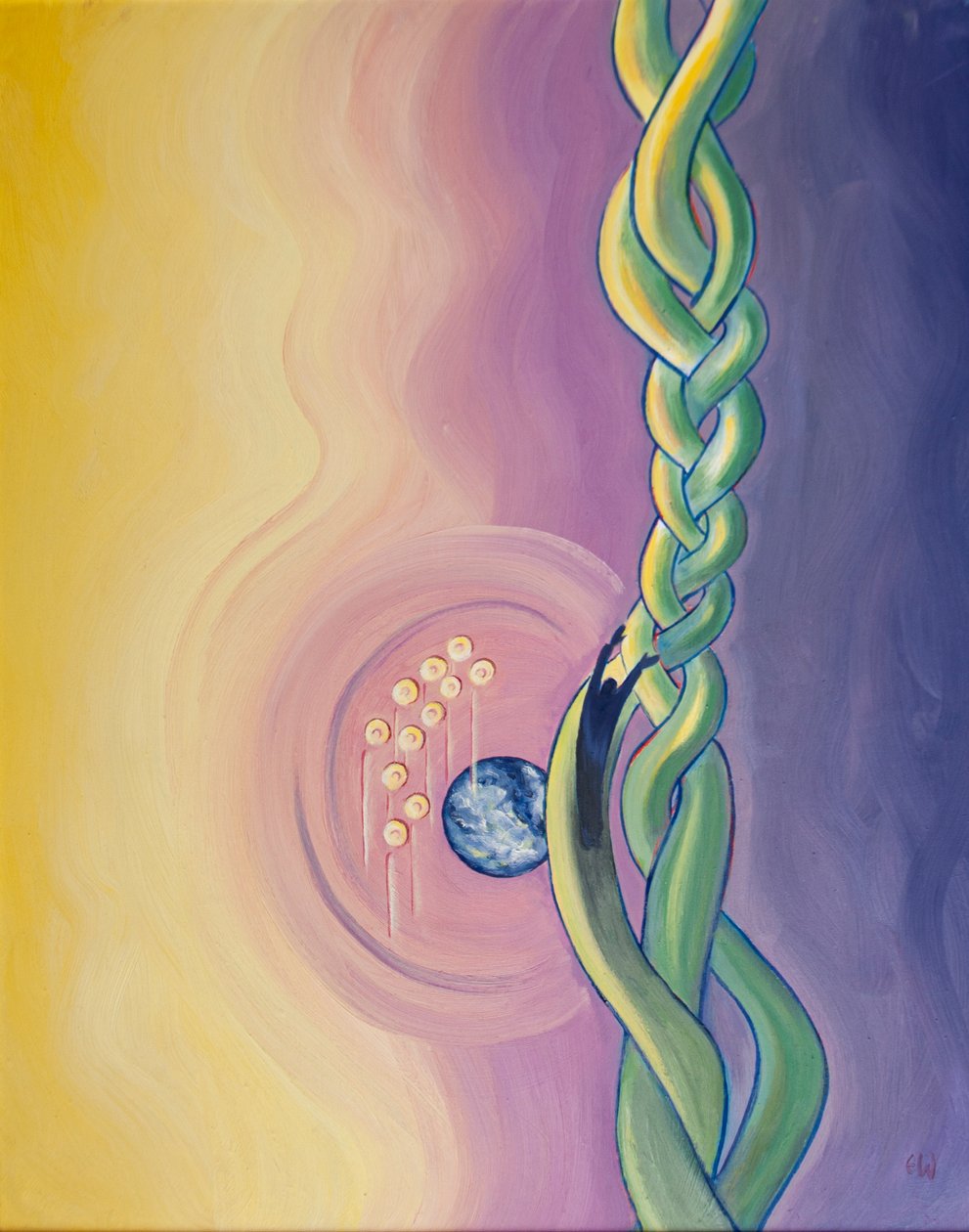 En själ som överlämnas till Gud kan dras in i den heliga treenighetens liv med alla helgon och änglar, 2000 (olja ombord) av Elizabeth Wang