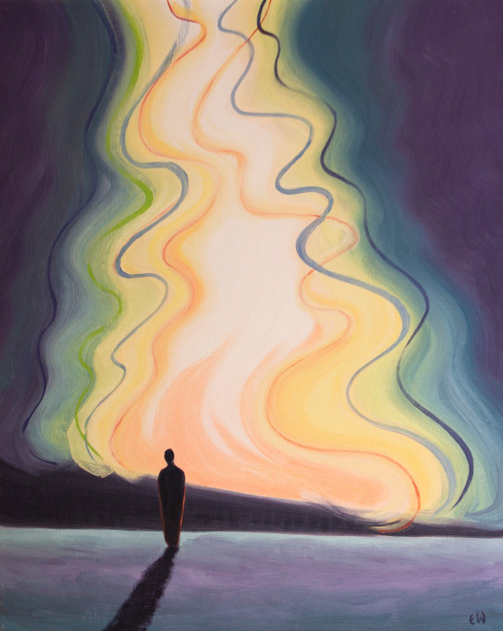 När vi står inför Guds härlighet är vi kallade att omvända oss från våra synder, 2002 (olja ombord) av Elizabeth Wang