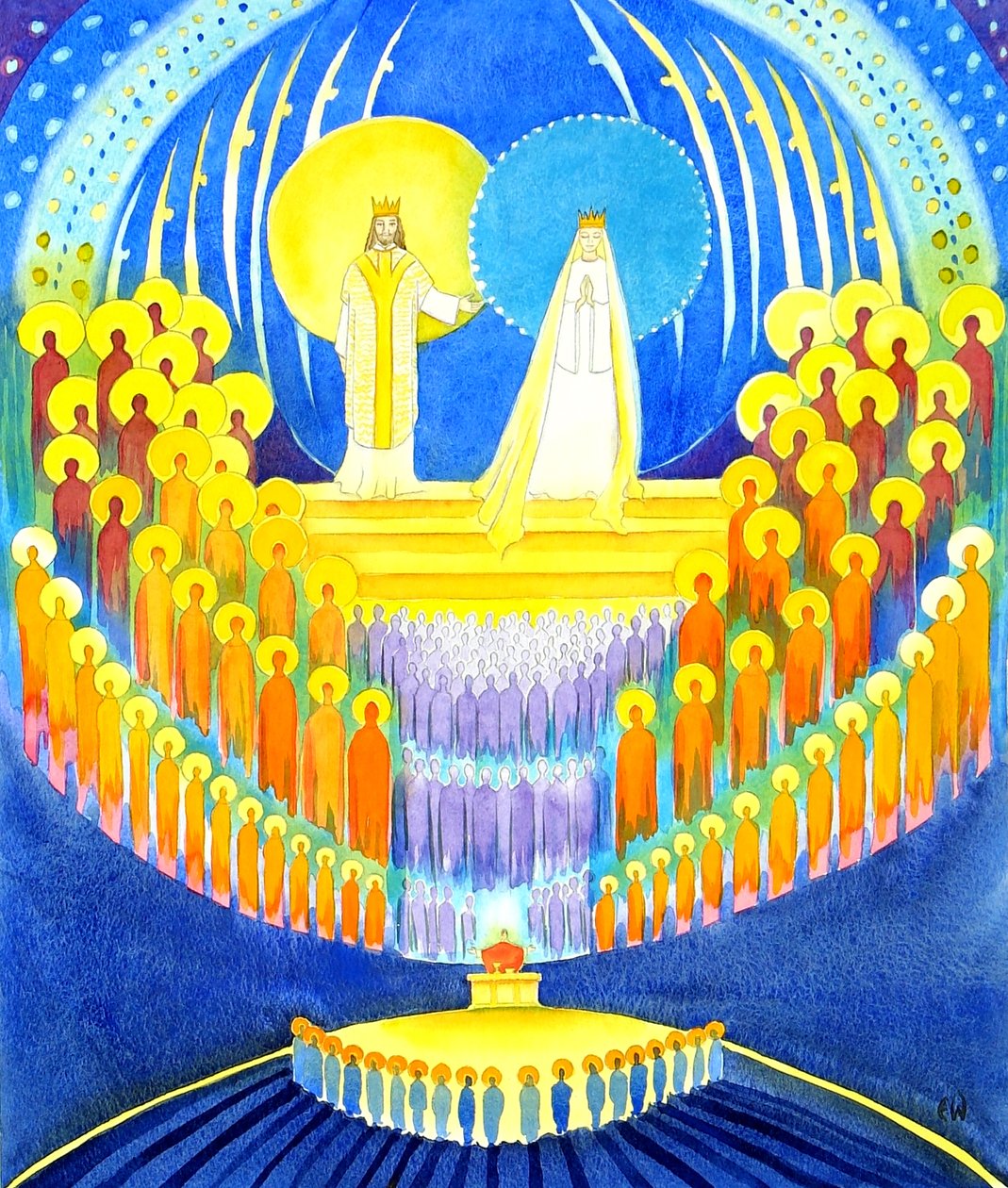 På mässan är vi förenade med hela himlens sällskap, 2001 (w/c på papper) av Elizabeth Wang