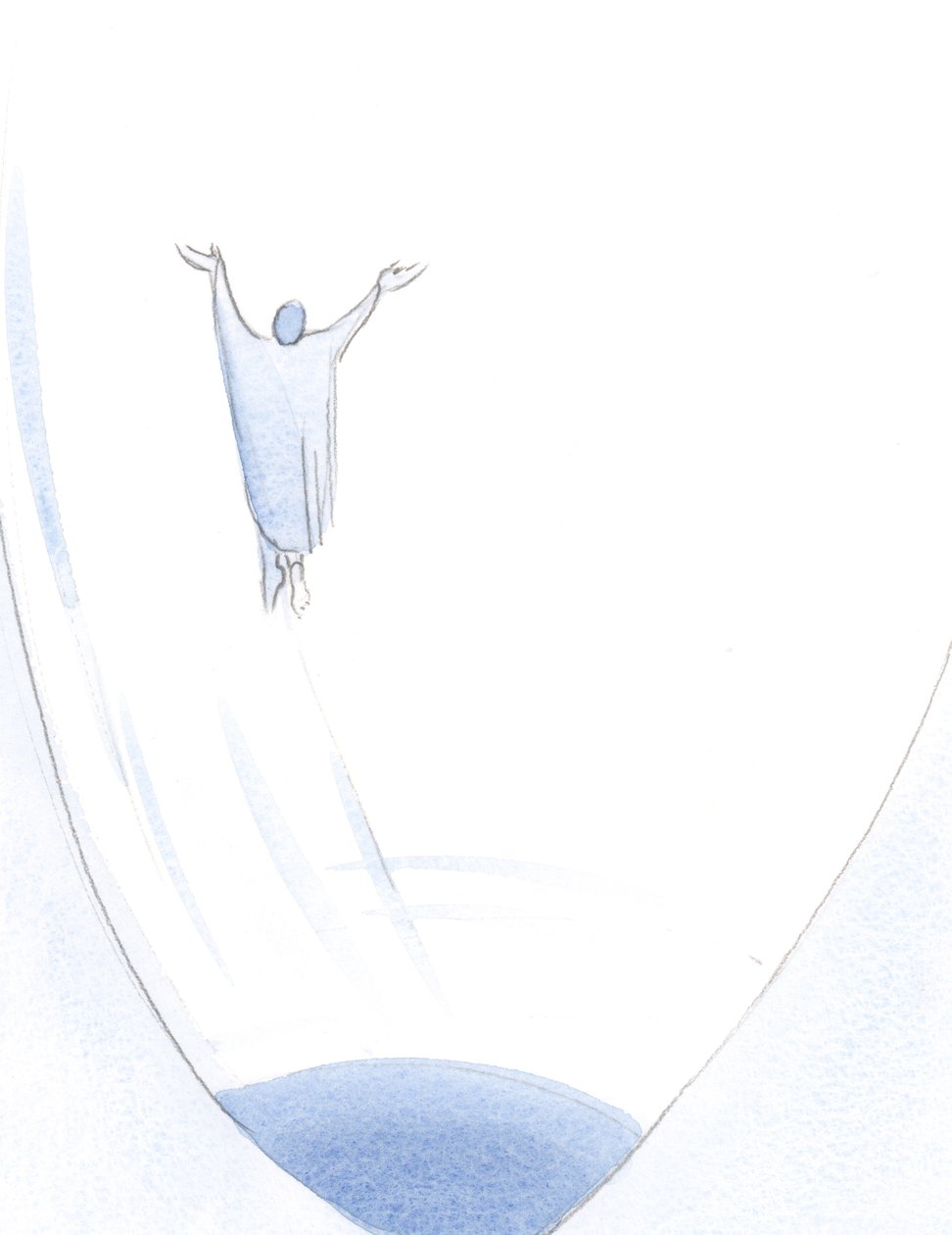 Vid ett ord av bekännelse och ånger, svävar själen in i Guds hjärta, befriad från sina kedjor av synd eller enfald., 2001 (w/c på papper) av Elizabeth Wang