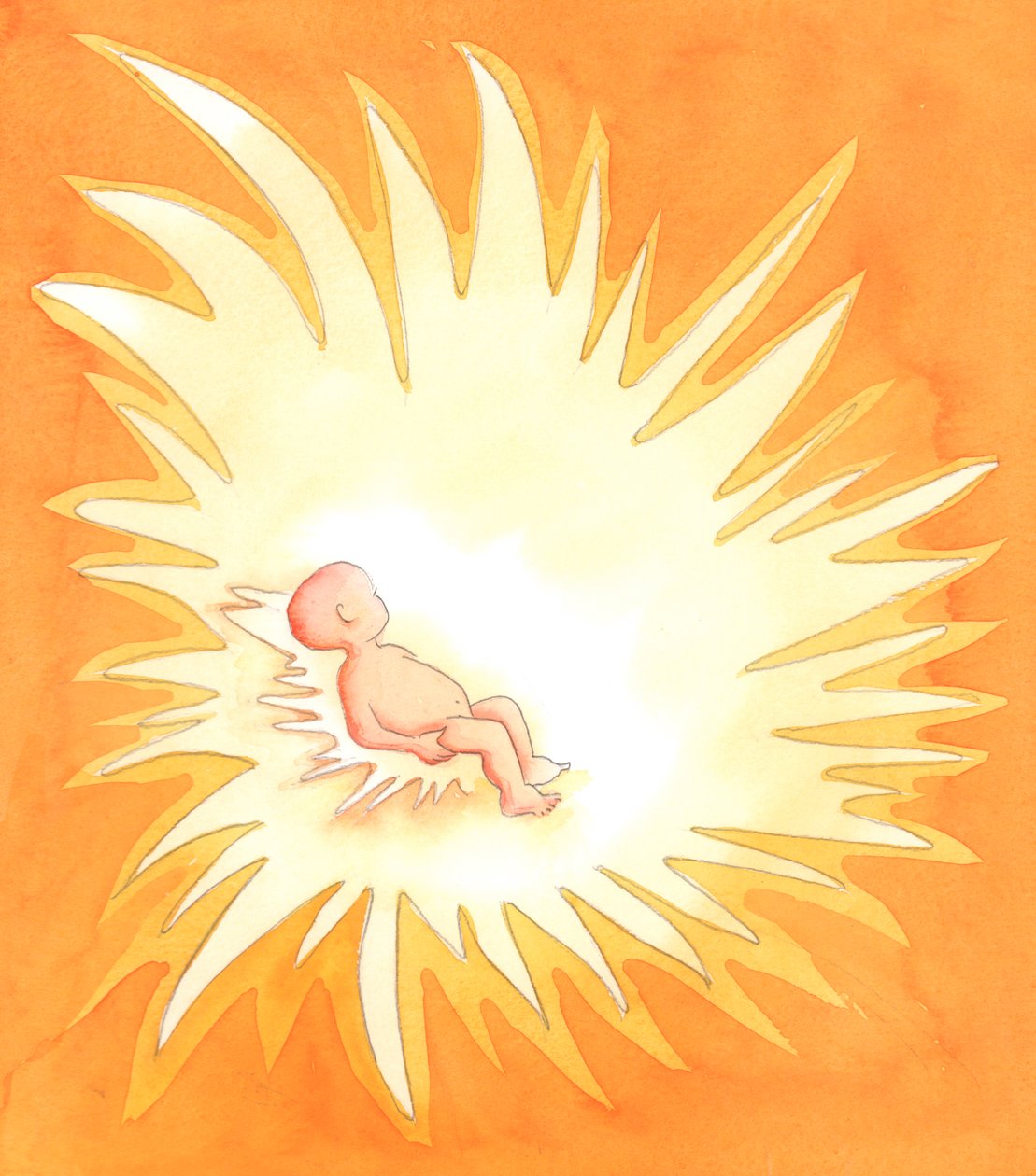 Genom dopet blir själen en ugn av gudomlig kärlek, eftersom den inneboende treenigheten - Fader, Son och Helige Ande - lyser ut ära från den själen över andra, 2001 (w/c på papper) av Elizabeth Wang
