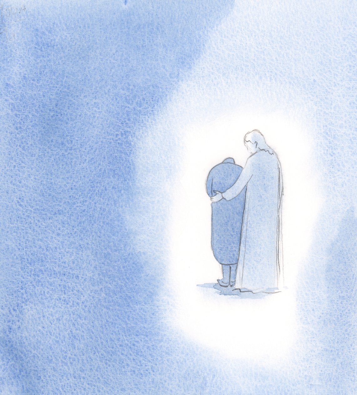 Genom mina lidanden, sa Kristus, buren i förening med Honom, var det som om jag födde andras tro., 2000 (w/c på papper) av Elizabeth Wang