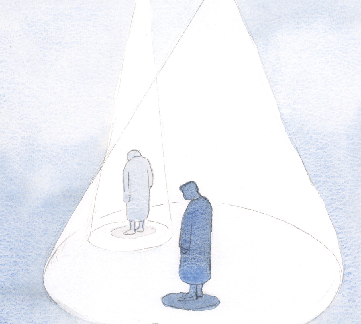 Genom vår minsta akt av omvändelse och ödmjukhet låter Gud vår förståelse förstoras, som en växande cirkel av ljus., 2001 (w/c på papper) av Elizabeth Wang