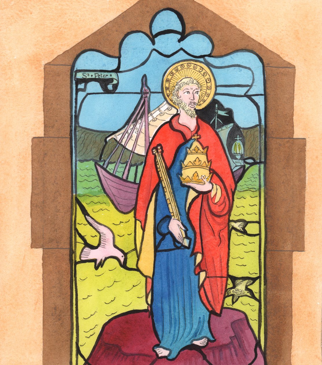 Kristus fick mig att tänka på bilden av S:t Peter i min lokala kyrka, säger, 2005 (akvarell på papper) av Elizabeth Wang