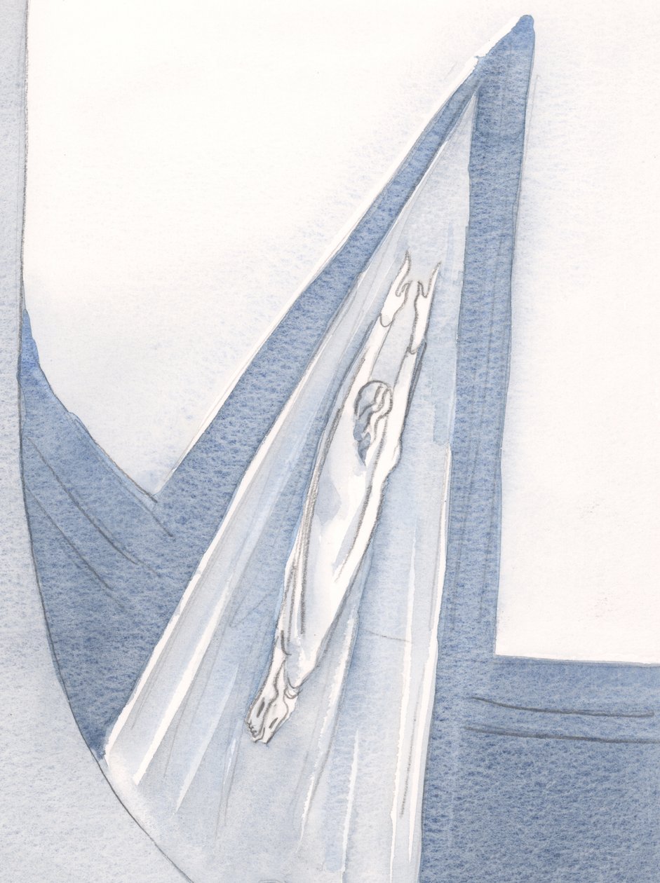 Kristus gick in i himlen klädd i vitt, och vi följer vägen., 2001 (w/c på papper) av Elizabeth Wang