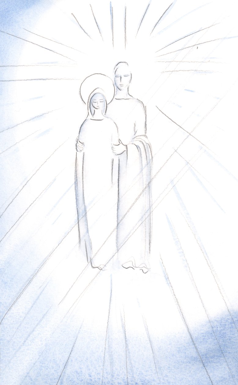 Kristus förklarade hur dyrbar hans heliga moder är och hur lojalt vi borde försvara henne, 2000 (w/c på papper) av Elizabeth Wang