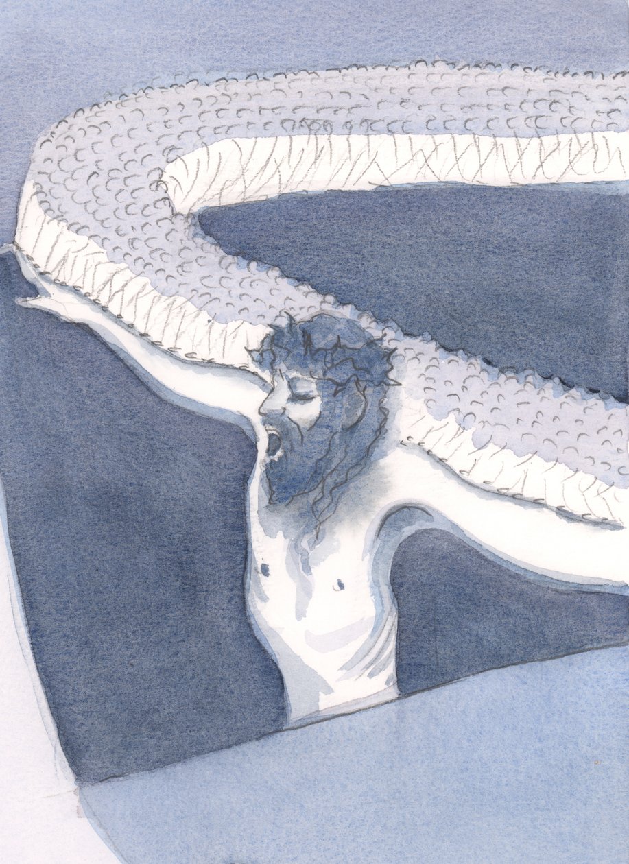 Kristus är vår bro till himlen - den enda vägen över klyftan mellan jordelivet och evig härlighet, 2000 (w/c på papper) av Elizabeth Wang