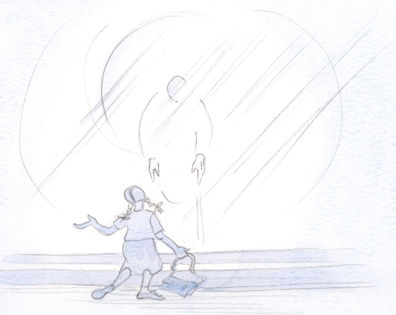 Kristus är öm mot oss, oavsett vårt humör, vare sig vi hälsar honom i sorg eller som en skolflicka i brusande glädje., 2001 (w/c på papper) av Elizabeth Wang