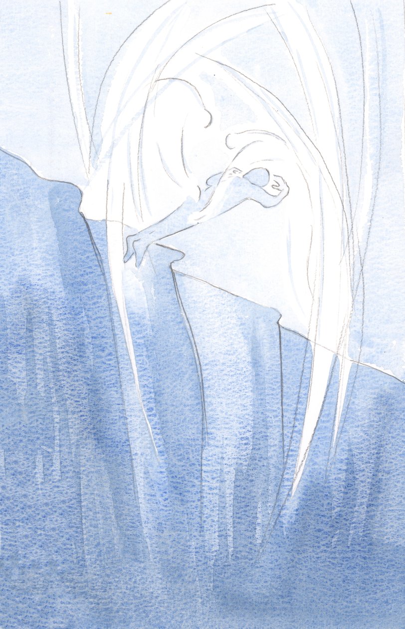 Kristus sänder sina änglar för att rädda själar från mörkret och föra dem närmare hans ljus., 2001 (w/c på papper) av Elizabeth Wang