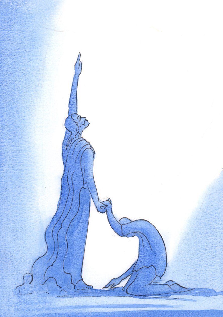 Kristus, den syndfria gudsmannen, är syndarnas förkämpe, 2002 (w/c på papper) av Elizabeth Wang