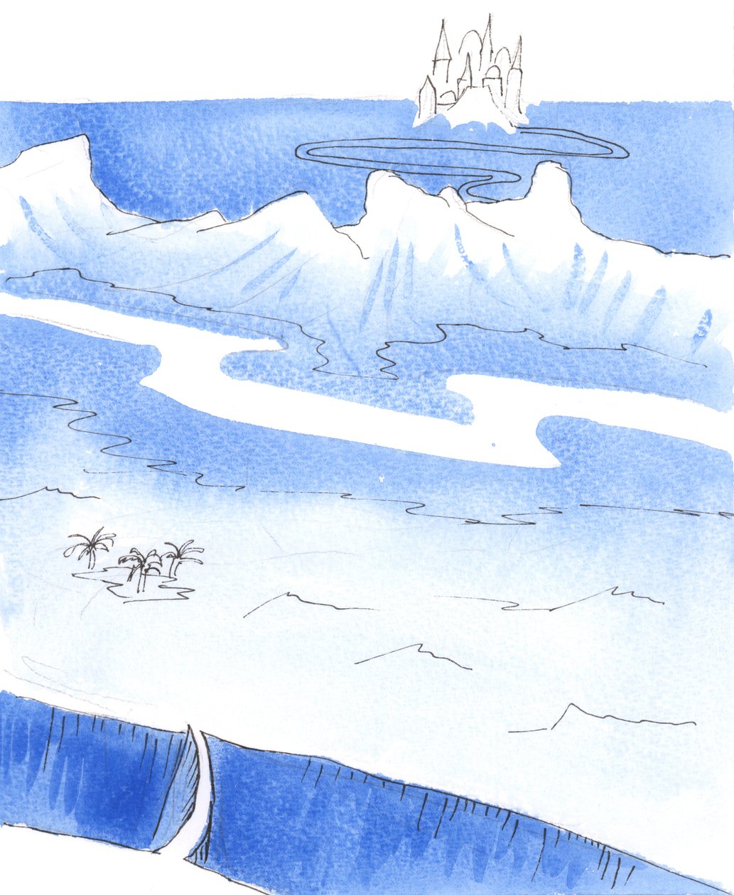 Varje vän till Kristus måste göra en resa innan han kan nå himlen, 2005 (akvarell på papper) av Elizabeth Wang