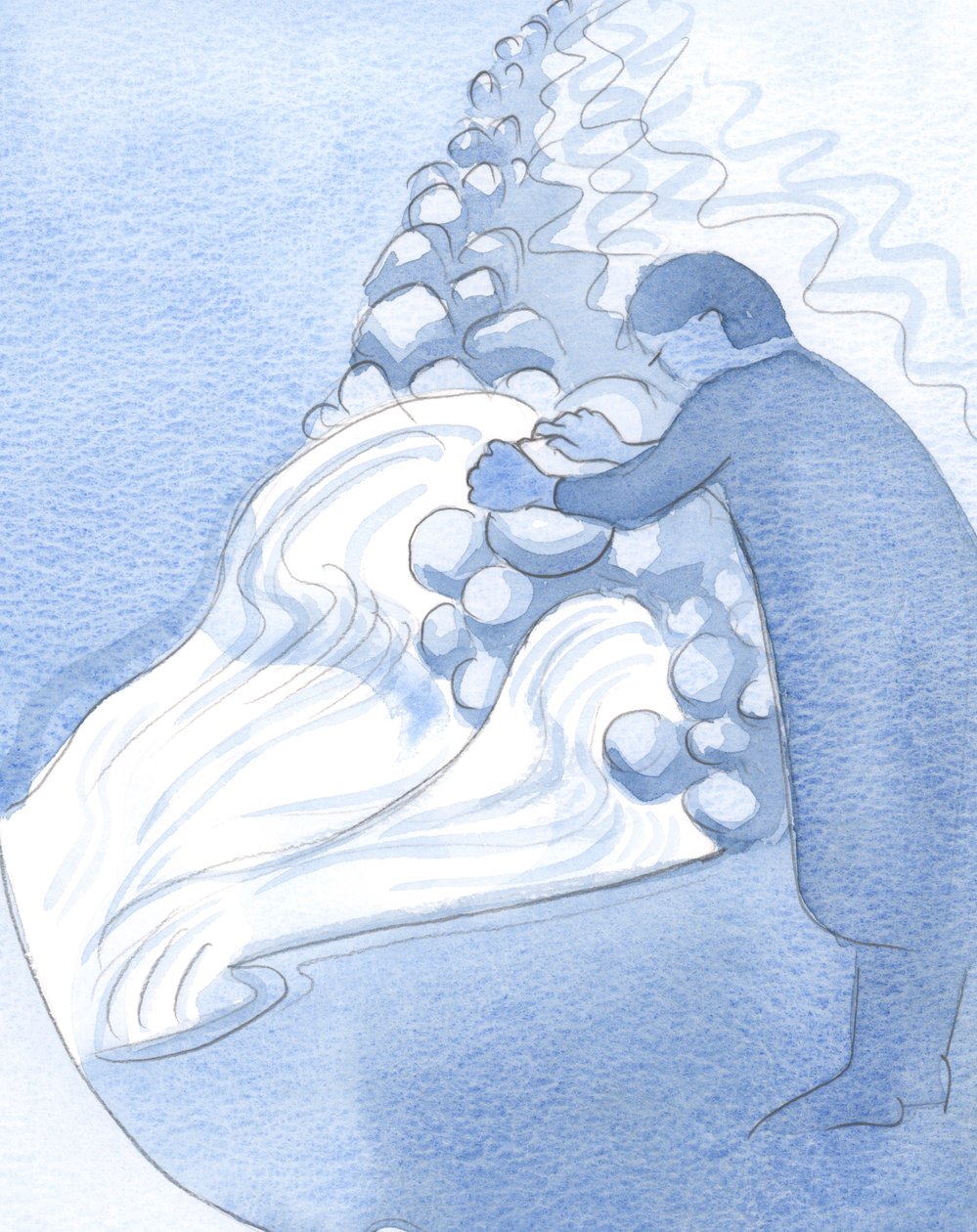 Varje uppriktig bekännelse av verklig svaghet får mer nåd att flöda genom oss, som vatten från en pool när hinder avlägsnas., 2001 (w/c på papper) av Elizabeth Wang