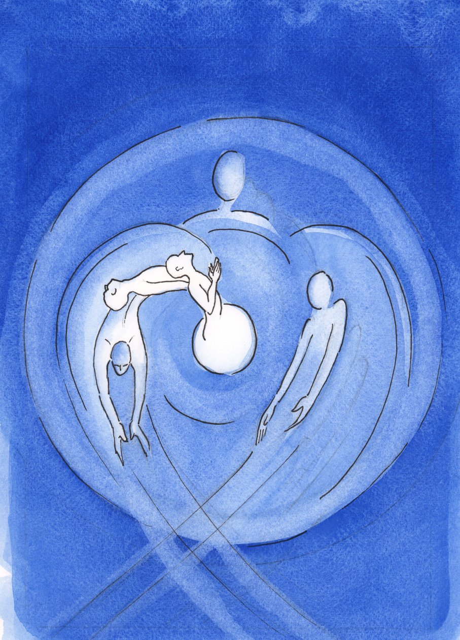 Från all evighet kommer Guds Son, som föddes av Maria, fram ur Faderns glödheta kärlek, i den Helige Andes kraft, 2002 (w/c på papper) av Elizabeth Wang