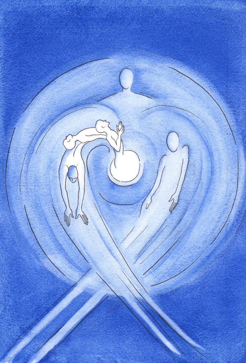 Från all evighet kommer Guds Son, som föddes av Maria, fram ur Faderns glödheta kärlek, i den Helige Andes kraft, 2002 (w/c på papper) av Elizabeth Wang