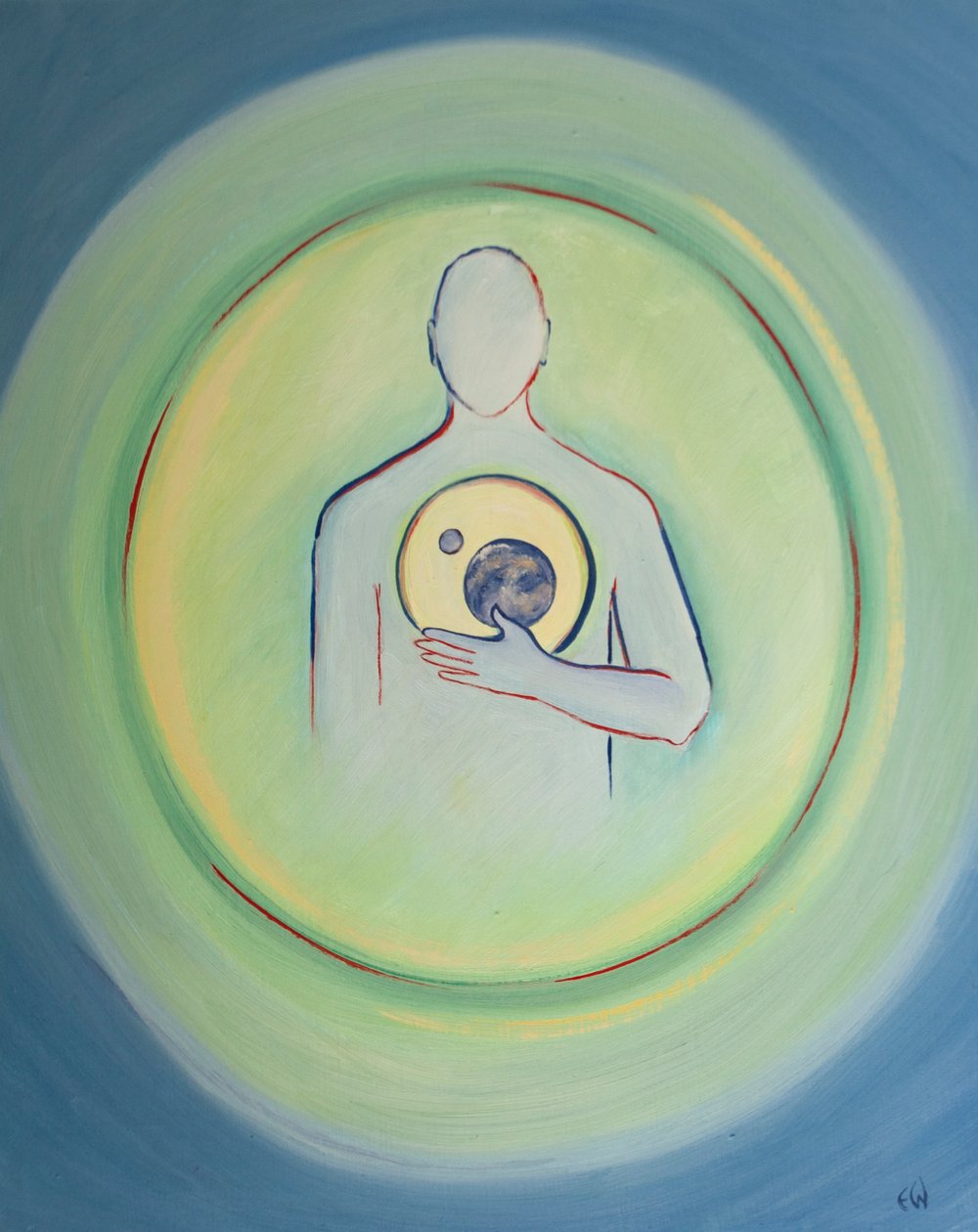 Från Guds hjärta har allt som finns uppstått, 2003 (olja ombord) av Elizabeth Wang