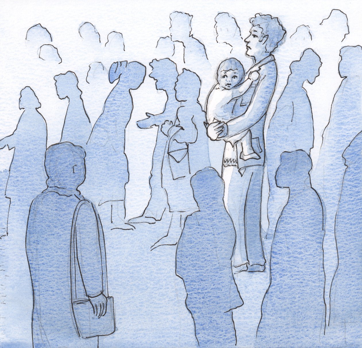 Gud fick mig att se varje enskild själ, varje hjärta lida ensamt, 2000 (w/c på papper) av Elizabeth Wang