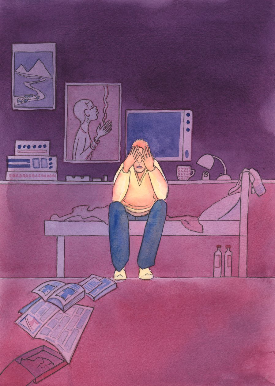 Gud ser, från himlen, alla våra tankar, ord och gärningar, 2004 (w/c på papper) av Elizabeth Wang