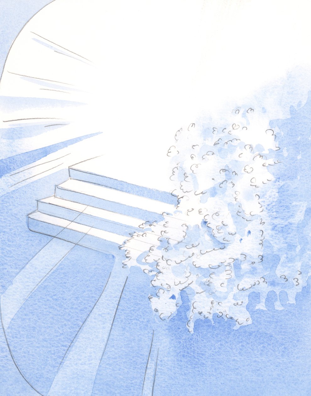 Gud välkomnade sina martyrdöda munkar till de heligas sällskap. Vita blommor dekorerade ingången till äran, 2002 (w/c på papper) av Elizabeth Wang
