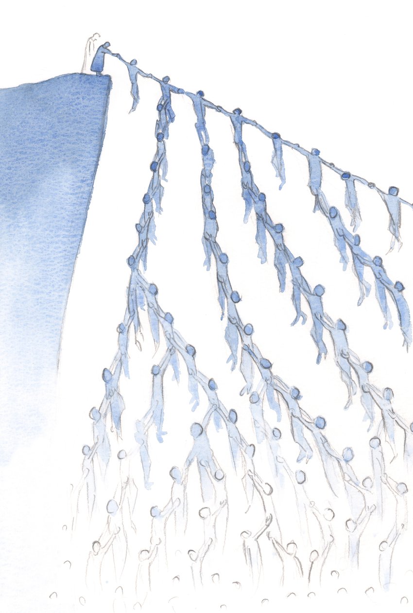 Han visade mig hur en enkel bön av oss kan förena honom med andra. Han berör dem av sin nåd, och så hjälper han alla deras nära och kära., 2001 (w/c på papper) av Elizabeth Wang